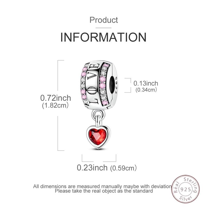 Charm Beads Love Heart Copper Pendant 3Mm Diy Party Christmas Exquisite Jewelry Making Gift