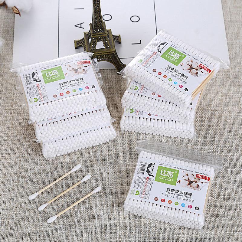 Disposable Cotton Swabs 1 Pack 100 Clean Cotton Swabs for Earpicking Makeup Double-headed Makeup Household Earpicking
