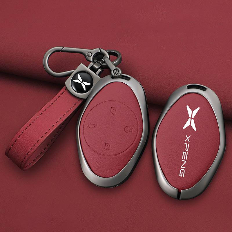 Premium Grade Automotive Alloy Genuine Leather Auto Key Fob Cover Case Fit For Xiaopeng Xpeng P7 P7I P5 G3 G3I G9 G6 22-23 Key Fob Automotive