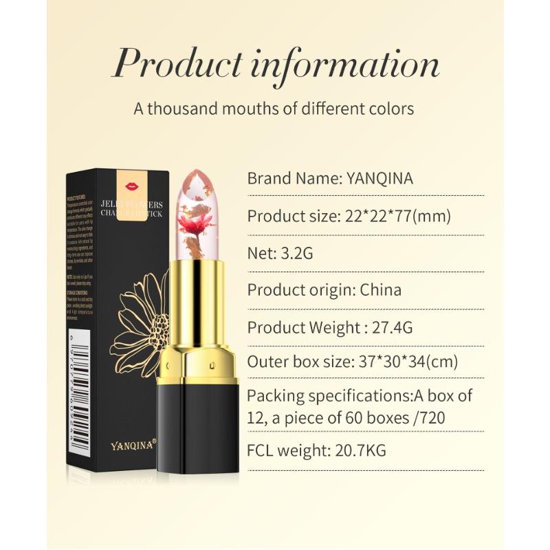 Flower Lipstick Clear Jelly Color-changing Gold Leaf Lipstick Warm Change Lipstick Non-stick Cup Non-fading Lip Gloss