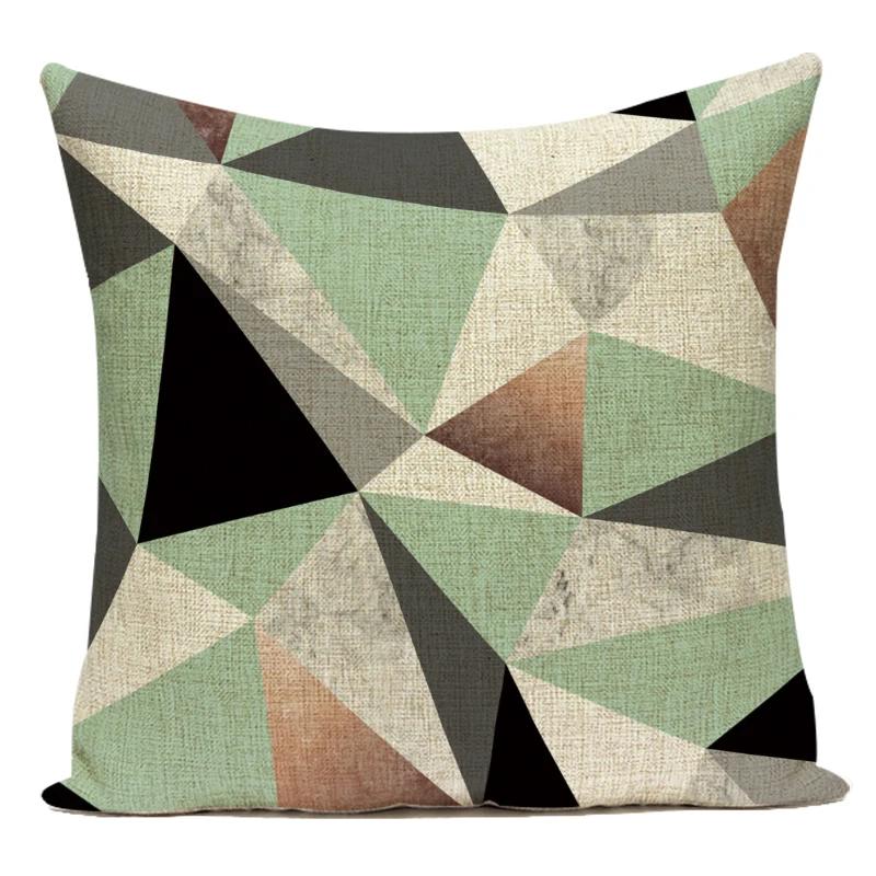Decorative Throw Pillows Case Simply Green Geometric Polyester Sofa Cushion Cover For Living Room Home Decoration