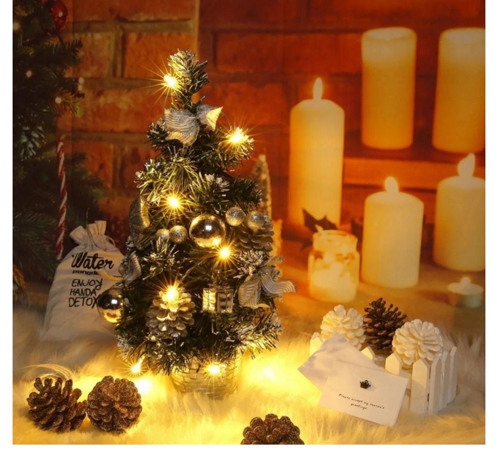 For Mini Christmas Tree 40CM with Lights Artificial Christmas Tree Home Table Decoration 2025 New Year Party Decoration Props
