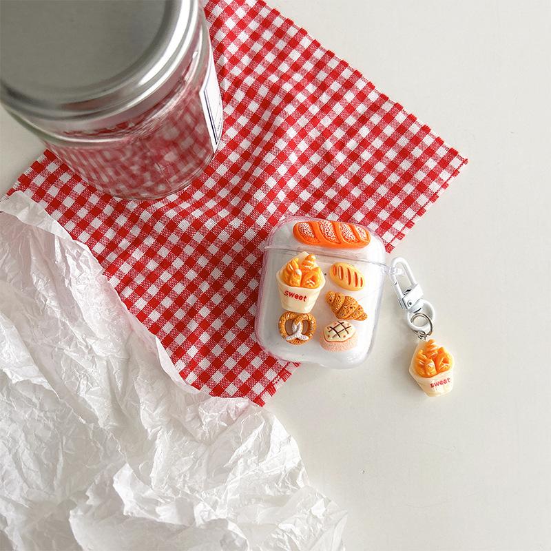 

Applicable To Apple Bluetooth Headset Cover, Protective Cover Airpods4 Three-Dimensional Bread Pendant Airpodspro2 Creative airpods 1/2 generation