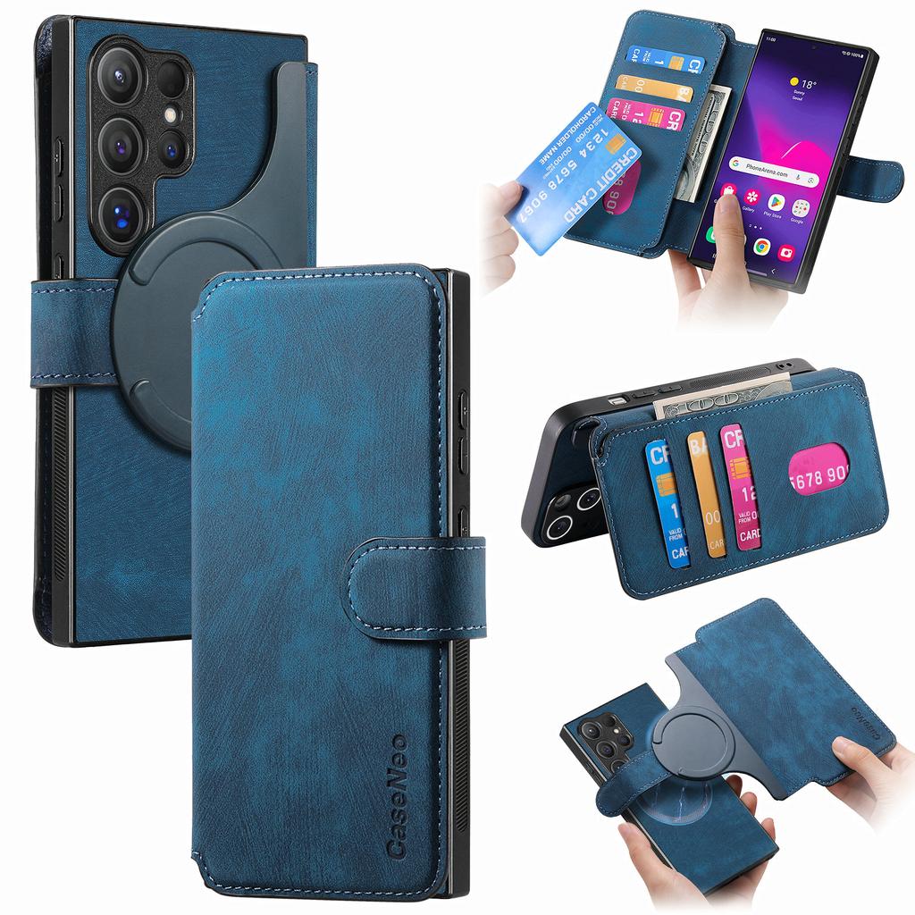 For Samsung Galaxy S24 Ultra S23 S22 Plus FE A55 A35 A25 A15 A05 A54 Case Leather Magnetic Wireless Charging Flip Card Bag Cover