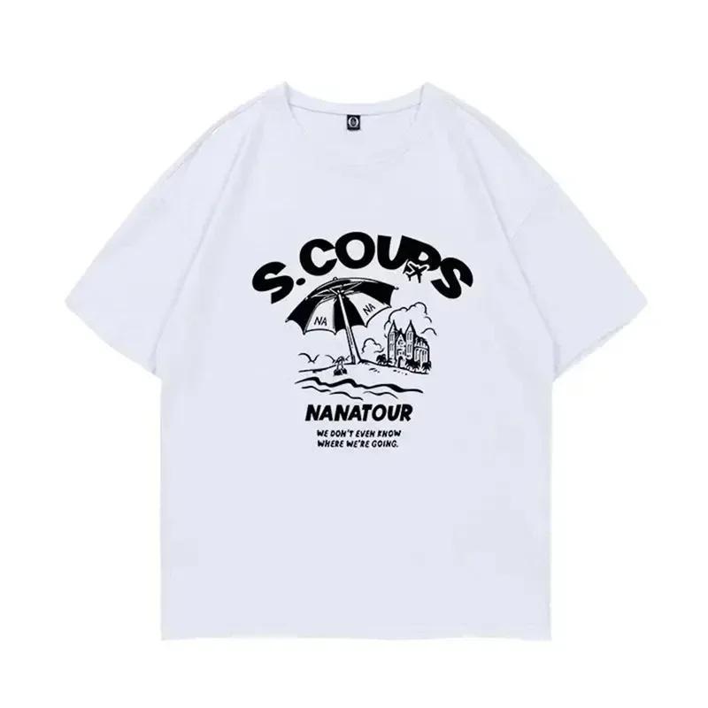Sommer Einfach Weiß Buchstabe Mode Harajuku Druck Kurzarm Kpop Nana Damen T-Shirt SCoups Jeonghan The8 Y2k Damen Oberteil