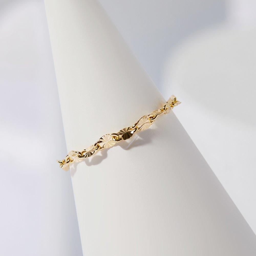 14K Shiny Almond Star Chain Gold Ring Type A