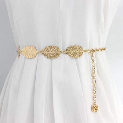Spring and Summer Dress Waist Chain for Women's Metal Big Leaf Chain Simple and Versatile Skirt Shirt Decoration Thin Waist