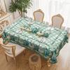 Pastoral Table Cloth Cover, Blue-Green Pumpkin + Checked Print, Suitable For Round And Rectangular Table Decoration.