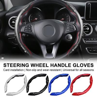 Non-Slip Universal Carbon Fiber Car Steering Wheel Cover Accessories for Model 3 Model X Y Style Roadster Decals TM3 TMX