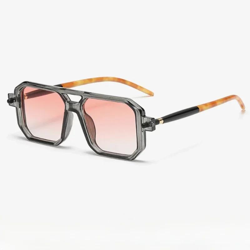 Vintage Square Sunglasses for Women Men Fashion Retro Double Bridge Male Sun Glasses Eyewear Trendy  Design Shades