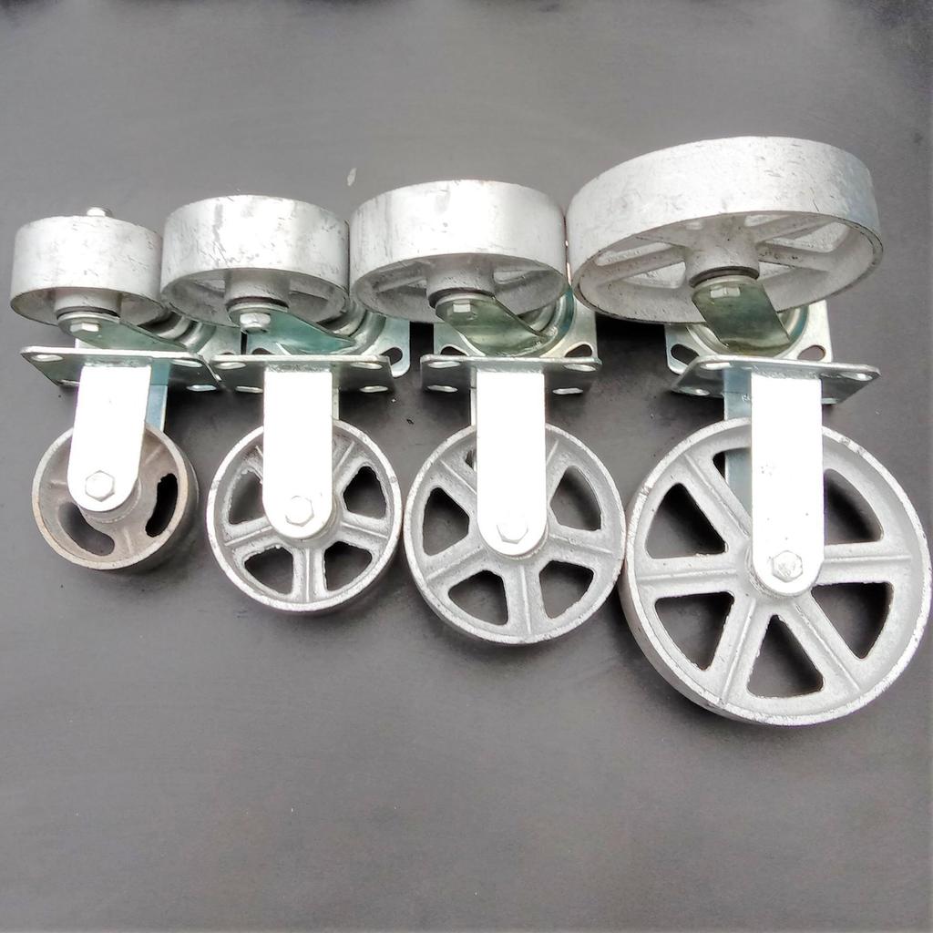 Heavy Duty Cast Iron Caster Wheel for Industrial Trolleys and Flat Cars.