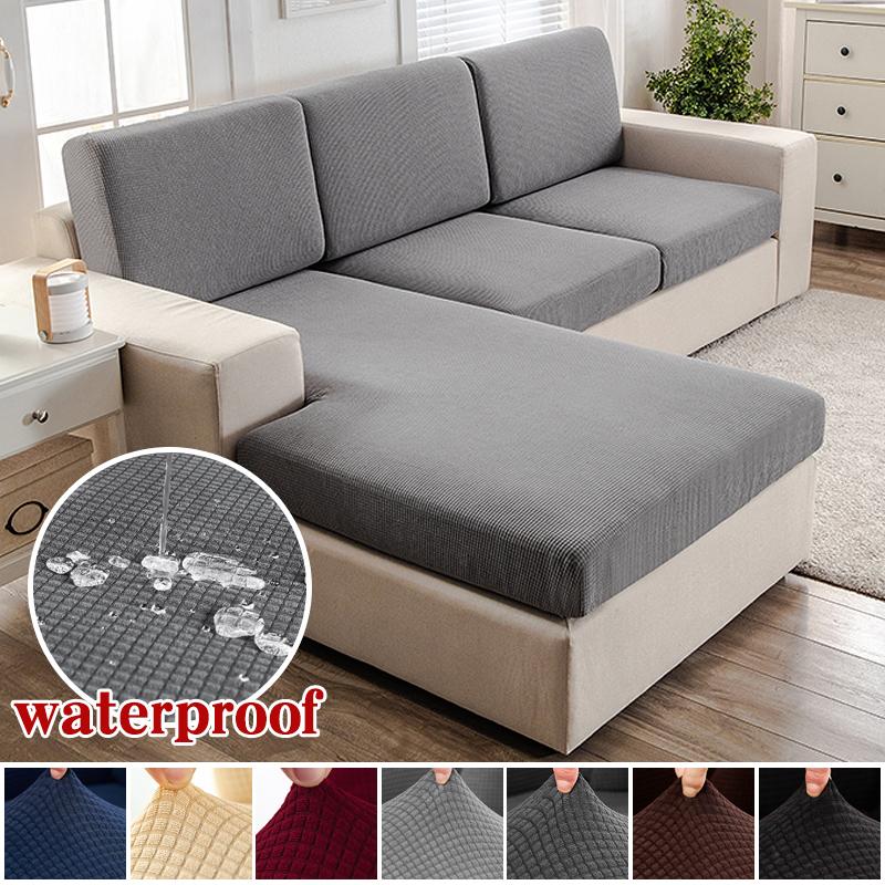 Waterproof Thicken Fabric Seat Cushion Cover Elastic Jacquard Sofa Cover For Living Room Corner L-Shape Furniture Sofa Slipcover