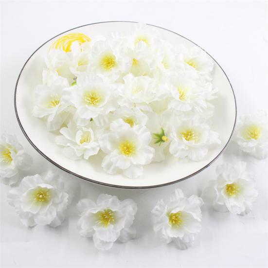 10 Pcs Artificial Cherry Blossom Flower Heads Mini Fake Silk Cherry Blossom Flower for Crafts Bridal Hair Clips Headbands Dress DIY Accessories