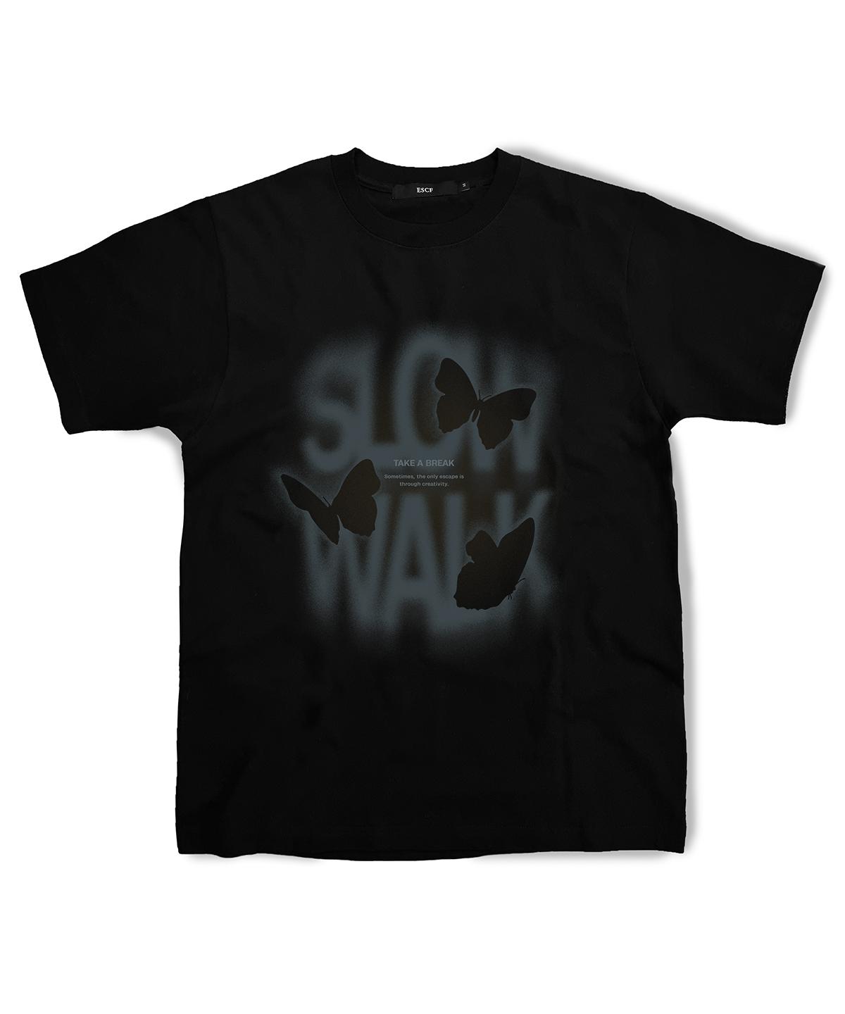 Escape From Blue Stencil Butterfly T-Shirt Black L