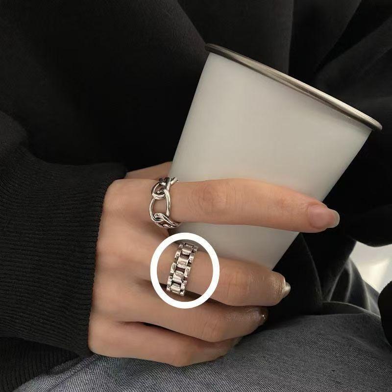 

Thai Vintage Distressed Watch Strap Chain Ring For Women, Minimalist . One Size