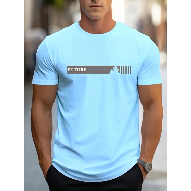 Fashion Loose Cotton Short-sleeved Casual Simple Top Versatile T-Shirts Men’s XXL небесно-голубой