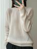 100% Pure Wool Double-Ply Heart Grid Jacquard Loose Warm Top for Autumn/Winter