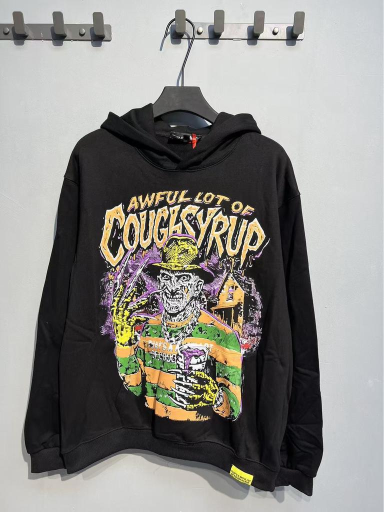 Módní americký styl Dlouhý rukáv Volná mikina pro muže a ženy - Vysoká gramáž Design s kašlovým sirupem