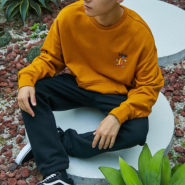Vans Fun Pattern Printed Crewneck American Sweatshirt Men Sweatshirt Yellow VN0A5H749Y3
