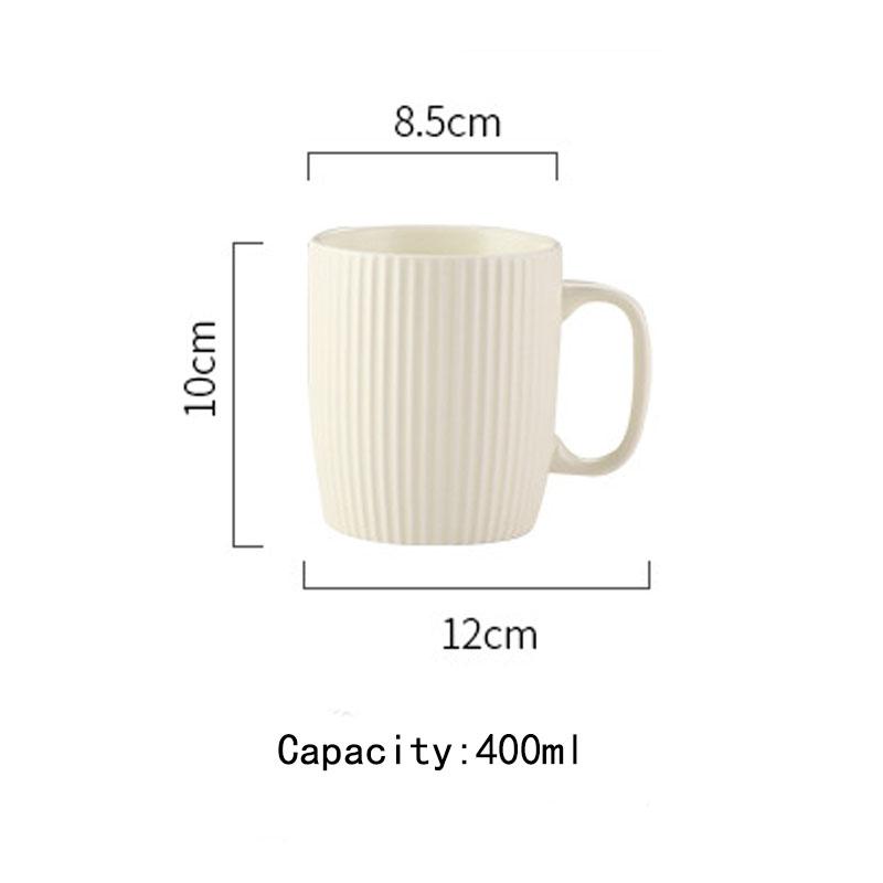 

400ml Ceramic Coffee Cup with Handle Cute Creative Modern Ribbed Design Tea Cup for Latte Cocoa Thanksgiving Christmas Gift 400ml білий