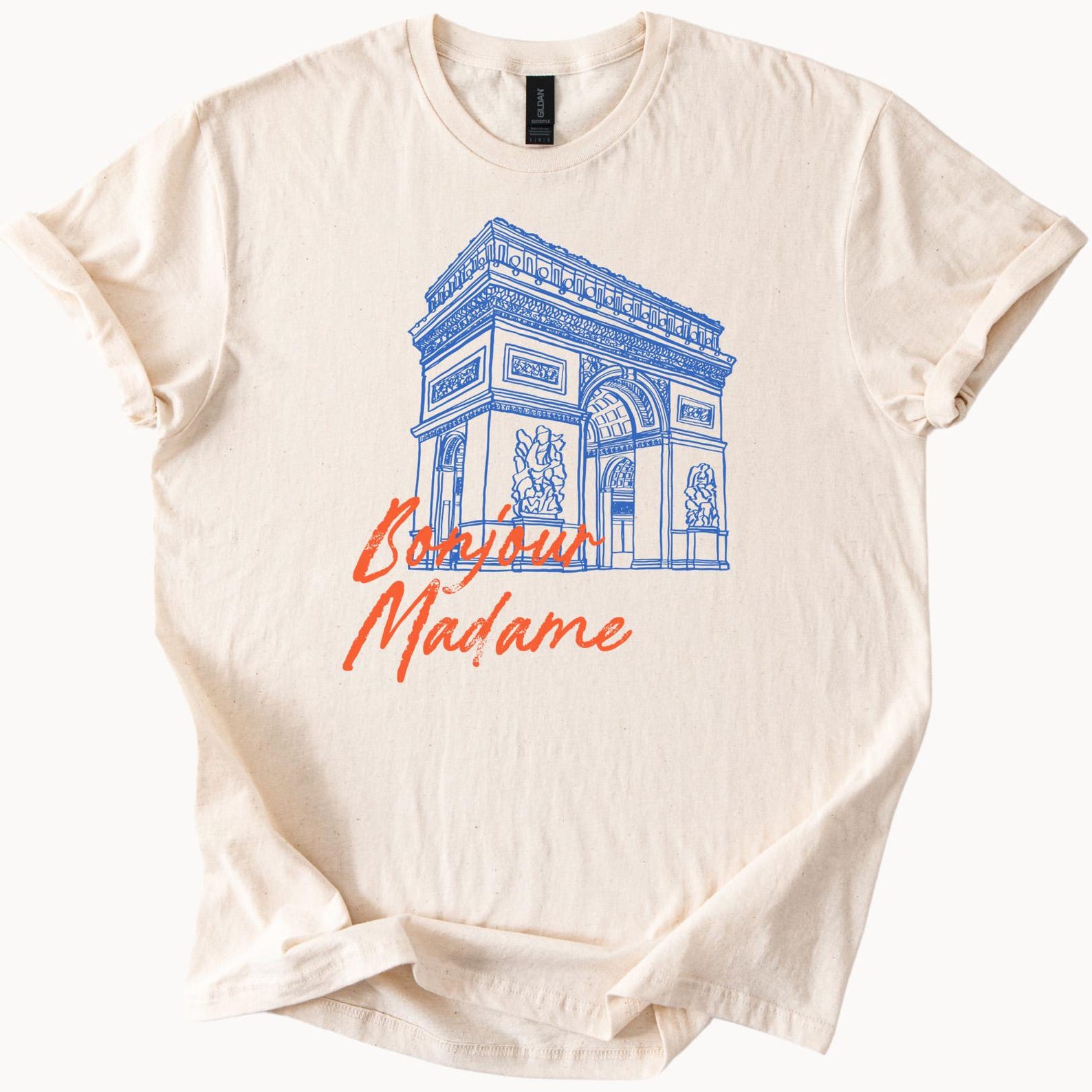 Arc de Triomphe Paris Graphic T Shirt Bonjour Madame French Landmark Tee Artistic Parisian Design Travel Inspired Shirt France Gift 130