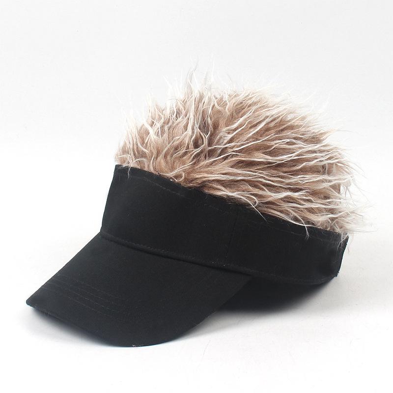 Men Women Fake Flair Hair Sun Visor Hat 