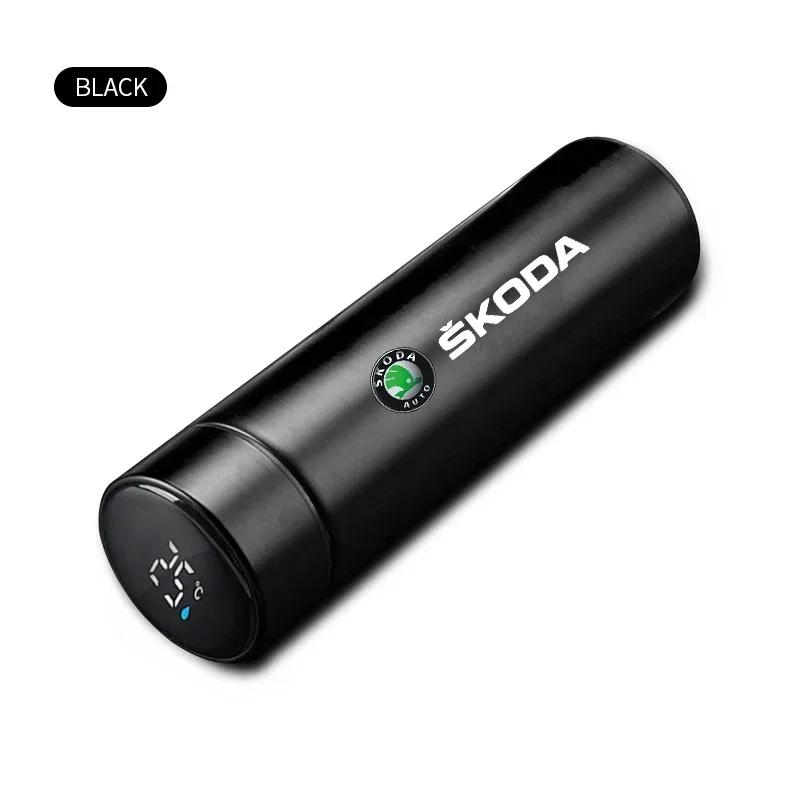 

Car Sticker 2026 Hot 500ml Portable Car Smart Thermos Bottle For Skoda Octavia MK2 MK1 2 3 A4 A5 A6 A7 A8 Fabia Karoq Superb Rap