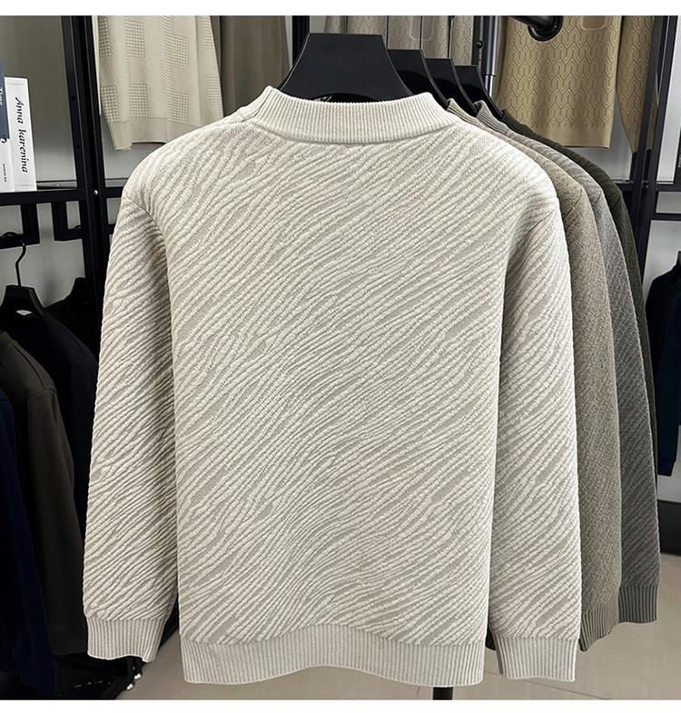 Herren Herbst/Winter Jacquard Strickpullover - Dick mit halbohem Kragen für lässige Wärme