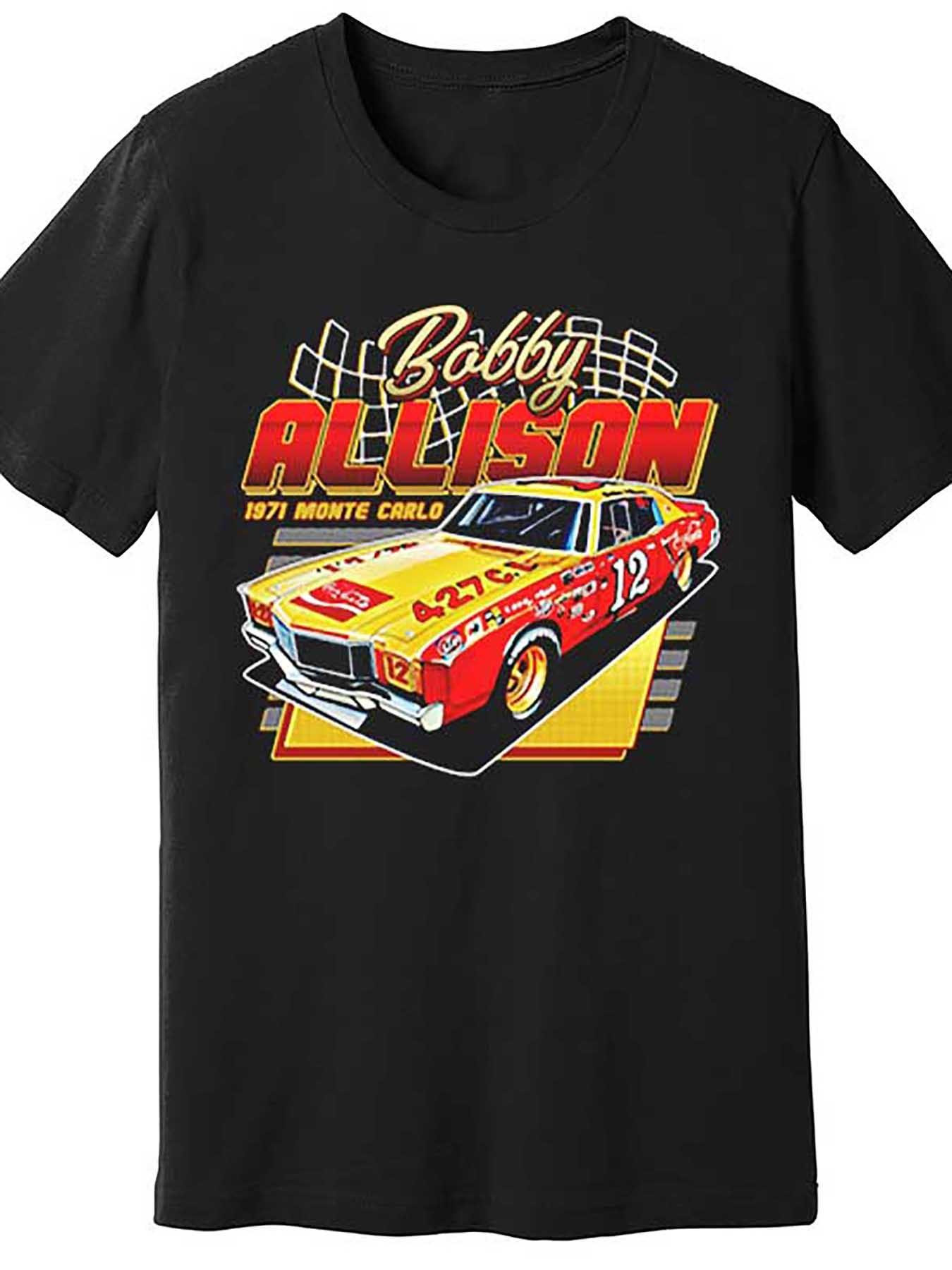 

Мужская повседневная хлопковая футболка с коротким рукавом Bobby Allison 1971 Monte Carlo Racing, обычный круглый вырез, ретро-стиль 4XL