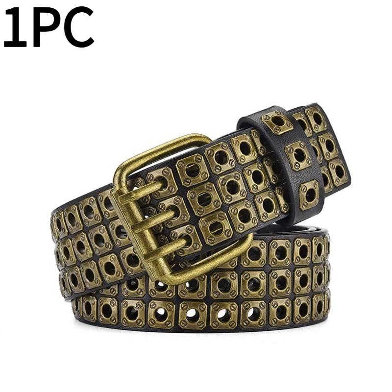 1PC Alloy Pin Buckle Punk Style Rivet Belt Jeans Belt All-match Unisex Gothic Waist Strap Belt Accessories Plus Size
