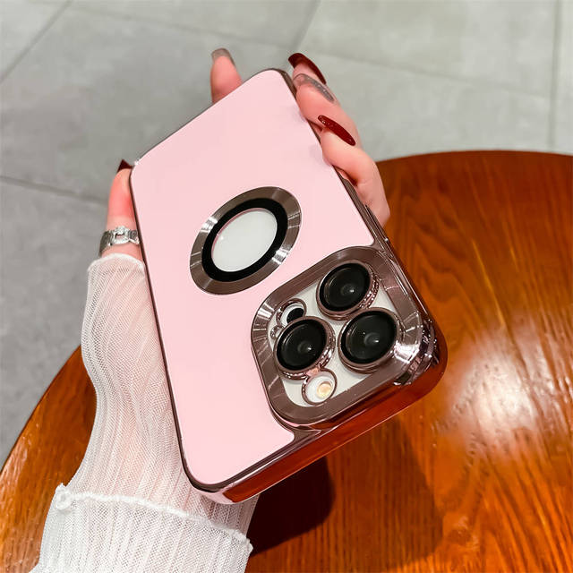 Shockproof Lens Protector Plating Telefon Fall Für Iphone 14 13 12 11 Pro Max 14 Plus 11 Logo Loch Stoßstange business Girl Zurück Abdeckung