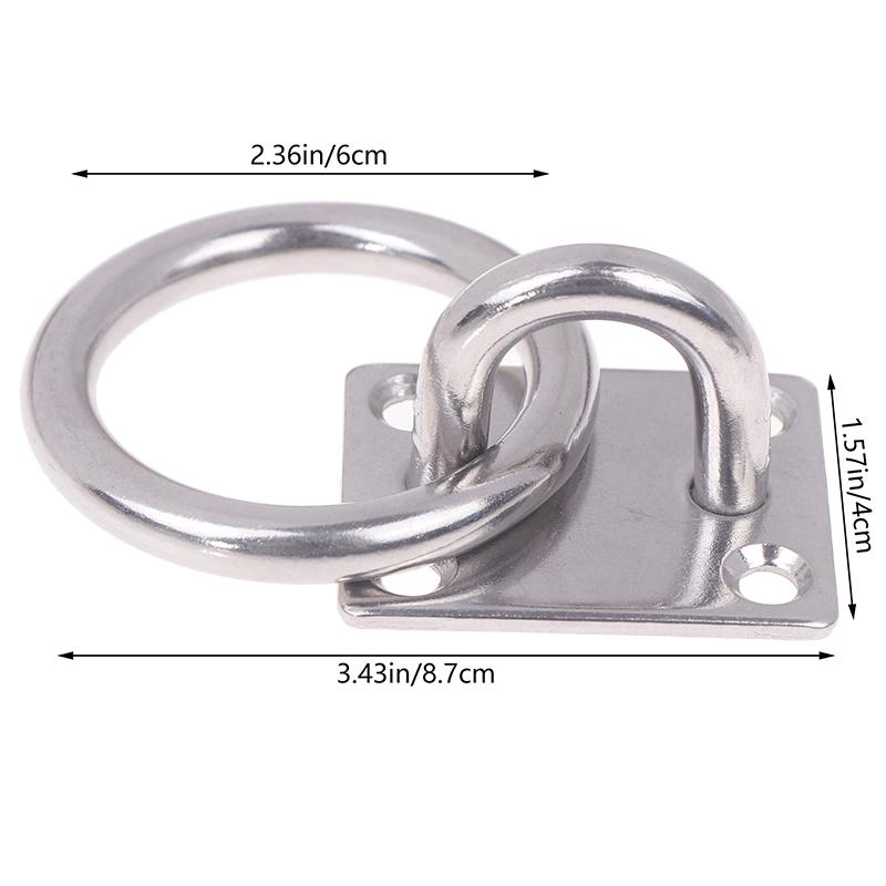 304 Stainless Steel Square Marine Eye Plate Eye Hook With Round Ring Lashing Tie Down Boat Yacht Boat Marine Hardware 5/6/8Mm