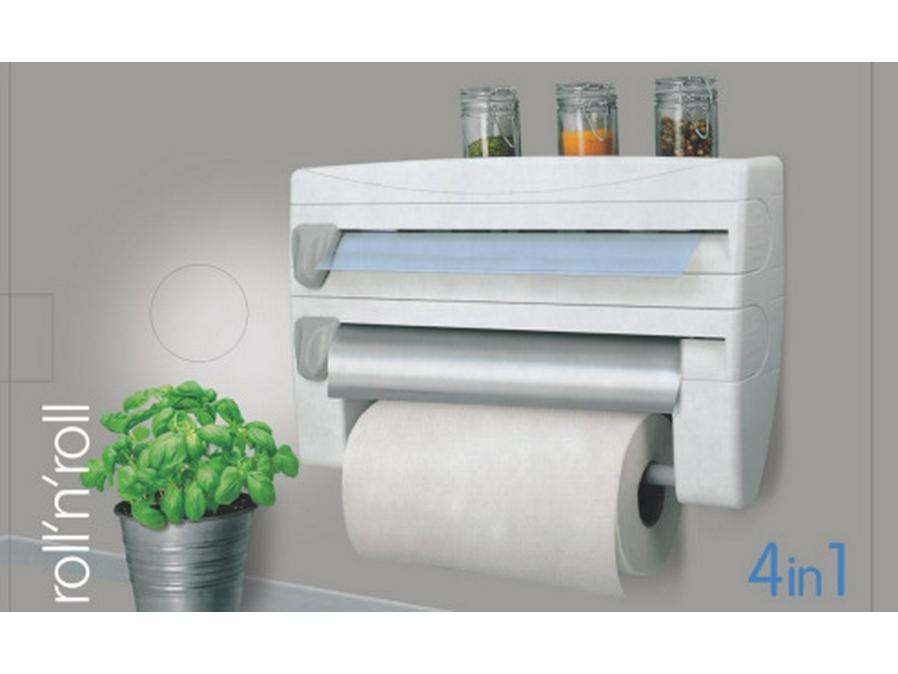 

Wall-Mounted Multifunctional Kitchen Rack: Plastic Wrap & Paper Towel Cutter with Sliding Knife for Tin Foil Storage. 4-in-1 Tin Foil Cutter & Storage Rack белый