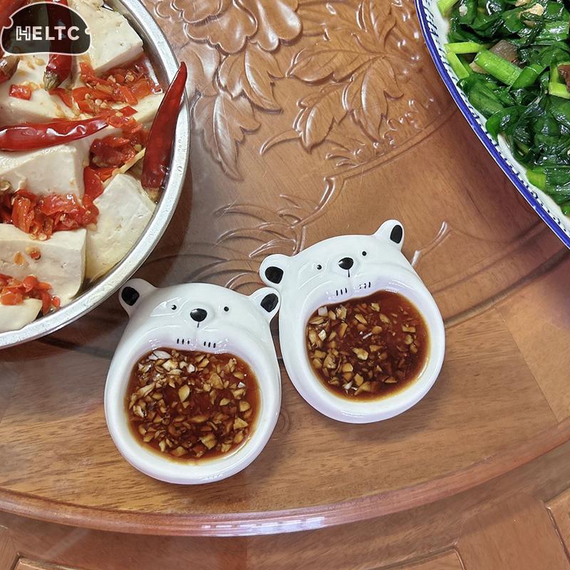 1PC Seasoning Dish Ceramic Small Flavor Plate Cute Little Dog Sauce Plate, Butter Small Plate, Mini Sushi Soy Sauce Dipping Bowl