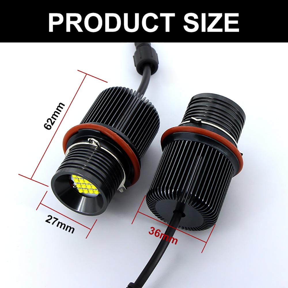 

2pcs Bright 80W LED Angel Eyes Marker Lights Bulbs Lamp for BMW E87 E39 M5 E60 E61 E63 E64 M6 E65 E66 E83 X3 E53 X5 2000-2008 белый