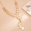 Ingemark Elegant Metal Sequins Long Chain Pendant Necklace Drop Earrings Jewelry Set for Women New Party Luxury Neck Accessories