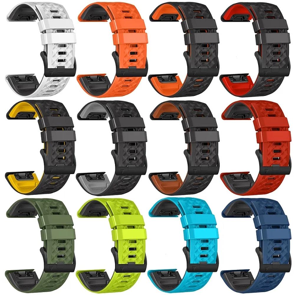 QuickFit 22mm 26mm Silicone Watch Band For Garmin Fenix 5 5X 6X 7 7X Pro/Epix Pro (Gen 2) TACTIX/Mk2 Mk2i G1/MARQ/Enduro 2 Strap