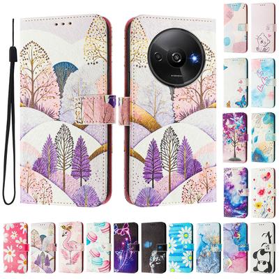 Funda de Cuero Pintado de Lujo Paisaje Billetera Cubierta Estilo Libro de Cuero PU para Xiaomi 5X 6X 11 12, Redmi 6 7 8 9 10 12, Redmi Note 7 8 9 10 11 12...