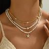 1 New Bohemian Conch Starfish Stacked Necklace Suit Suitable for Holiday.
