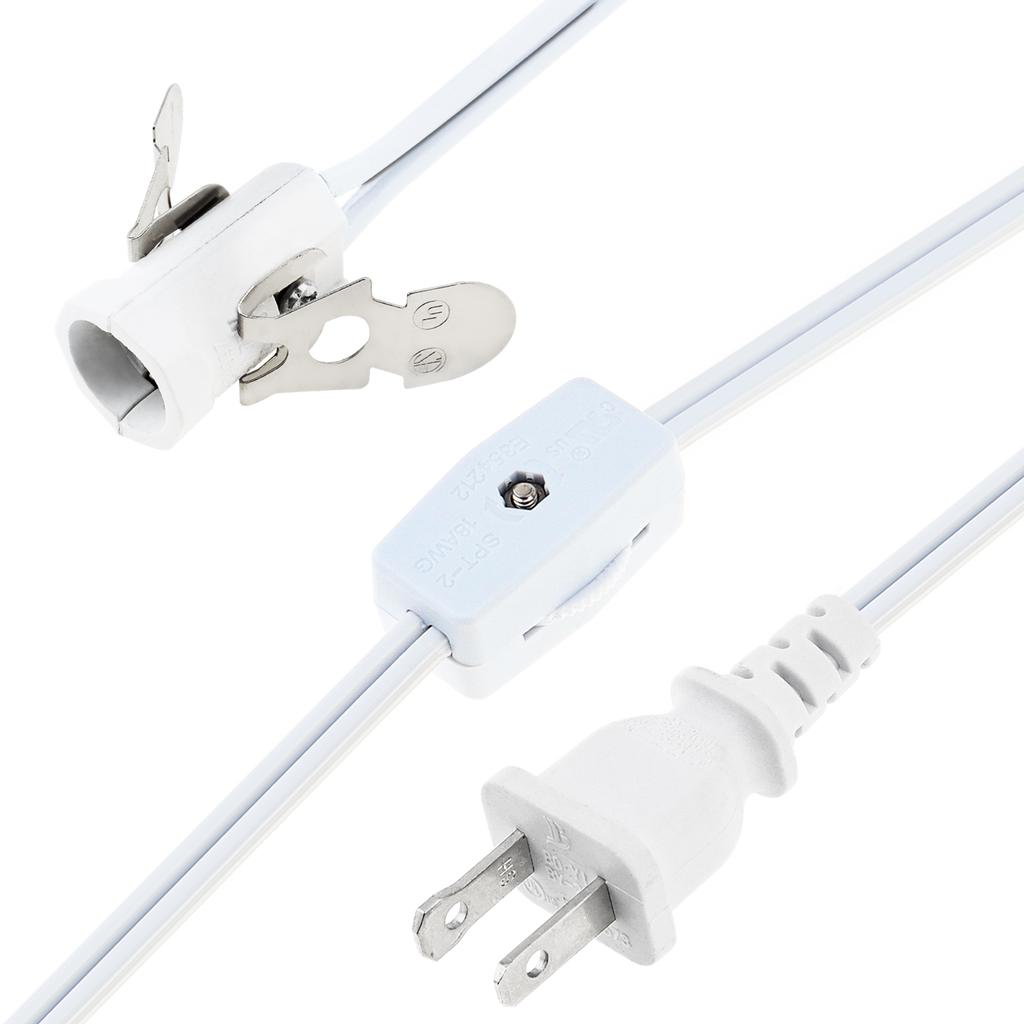 1.8M 6FT 18AWG Lamp Power Cord Replacement E12 Socket Gear Switch Fork Terminal Easy Install