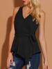 Allegra K Sleeveless Sweater Top with and Size XL Women's V-Neck Tie-Waist, Black,