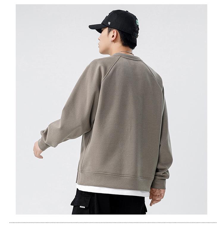 2025 Herbst/Winter Trendiger Schwerer Herren-Kapuzenpullover im Fake-Zweiteiler-Look - Lässig Locker Rundhals Langarm