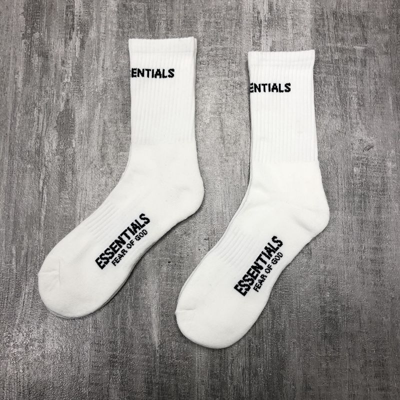 Fear Of God Classic ESSENTIALS Letter Print Crew Socks Breathable Cotton Streetwear Socks