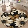 1pc Floral Leopard Office Round Area Rug, Indoor Mat Suitable ForOffice, Under Office Chairs Bedroom Living Room Home Decor, Room Deco 119