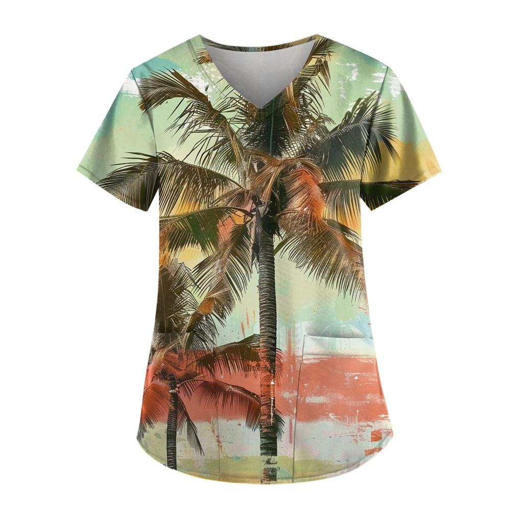 Women's Fashion Casual Leaf Print Pattern Top