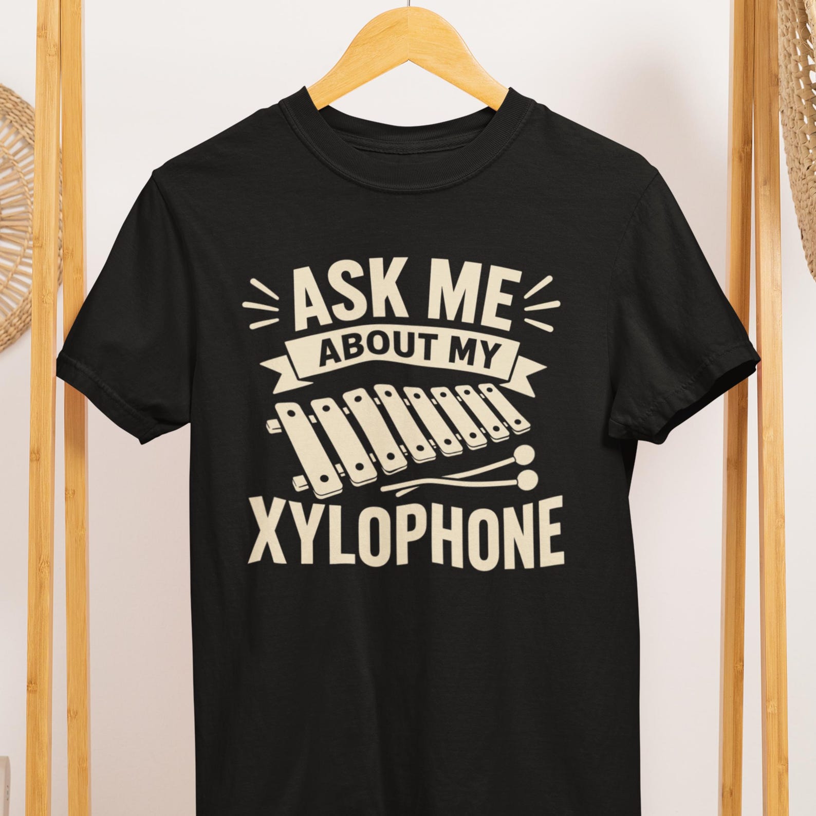 Ask Me About My Xylophone Shirt, Percussion Player Music Teacher Tee L