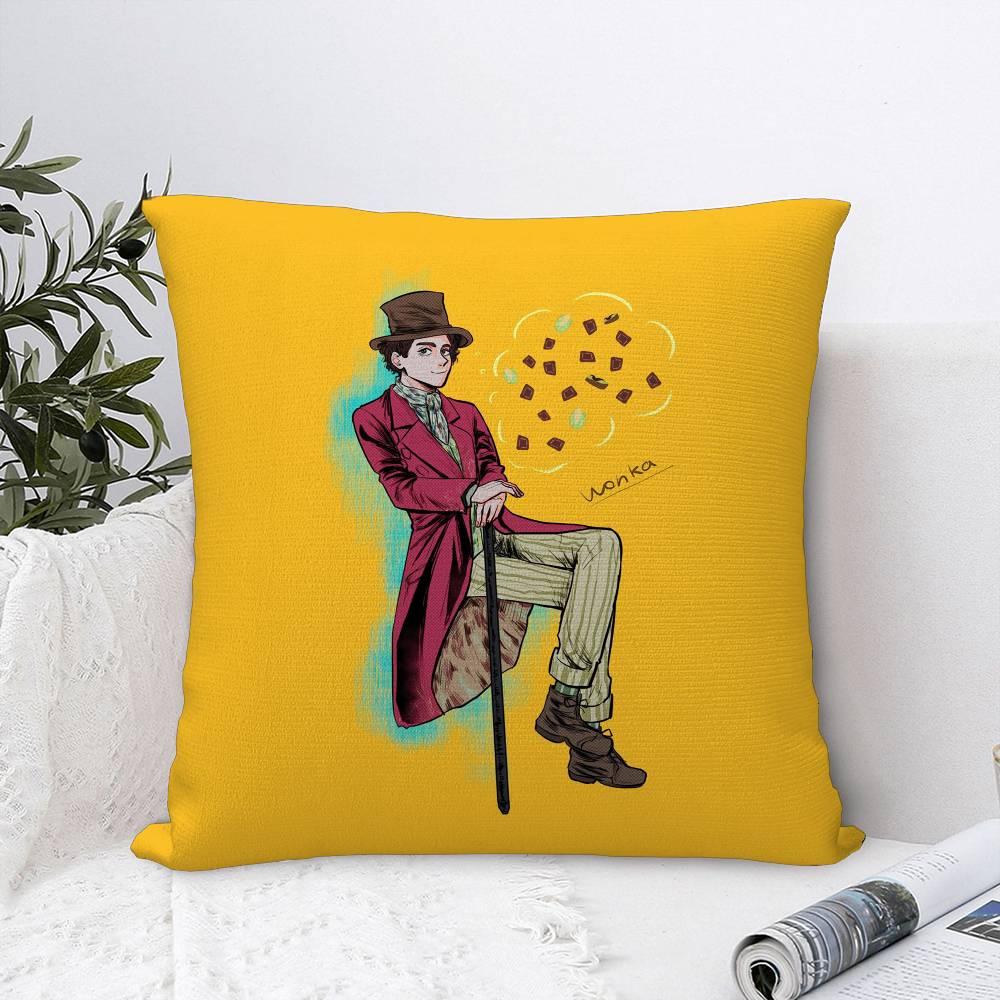 Moive W-Wonka New Pillow Case Plush Fabric Soft Double Sided Print Sofa Cushion Cover Throw Pillow Covers