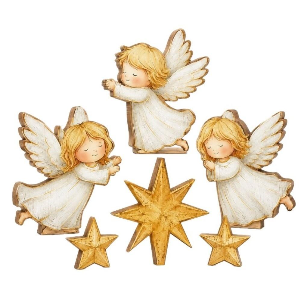1 Set White and Gold Christmas Tabletop Ornaments Wooden Decor Set Christmas Decor