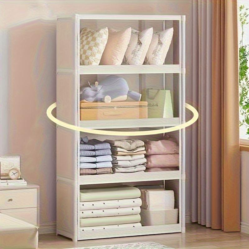 Clear Plastic Multi-Tier Storage Cabinet | Dustproof Floor-Standing Organizer with Transparent Shelves, Classic Style for Bedroom, Wardrobe, Office