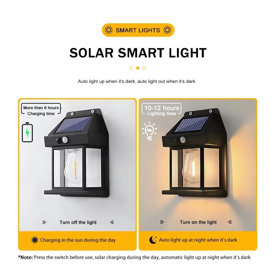 Outdoor Solar LED Wall Light, LED Sensor Light, Garden Landscape Light, Decorative Corrugated Light with Three Lighting Modes